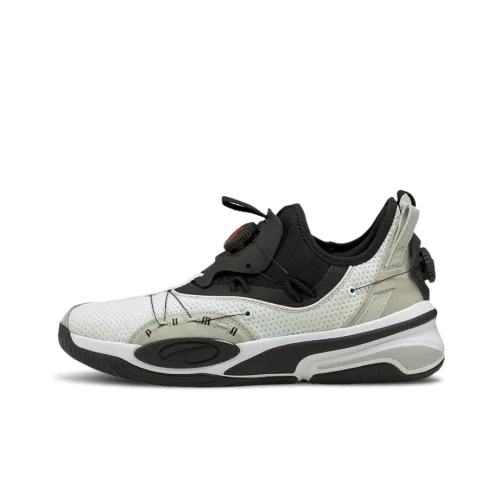 PUMA Double Disc Basketball Shoes Men Low-Top Black/White/Grey