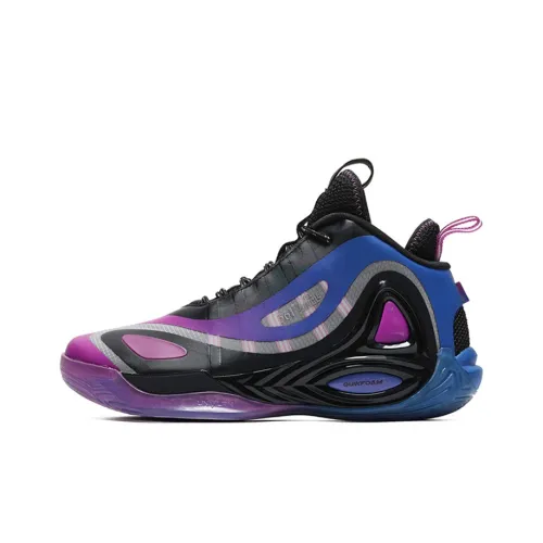 361° Zengo Tiger Whale Q Ball Anti Slip And Wear Resistant Lightweight Mid Top Basketball Shoes Men's Black Purple