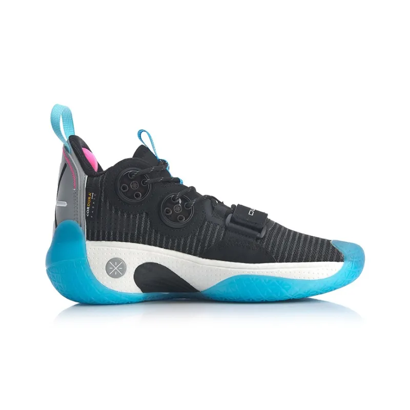 LiNing Anti Slip Wear Resistant Mid Top Basketball Shoes Men's Black-1