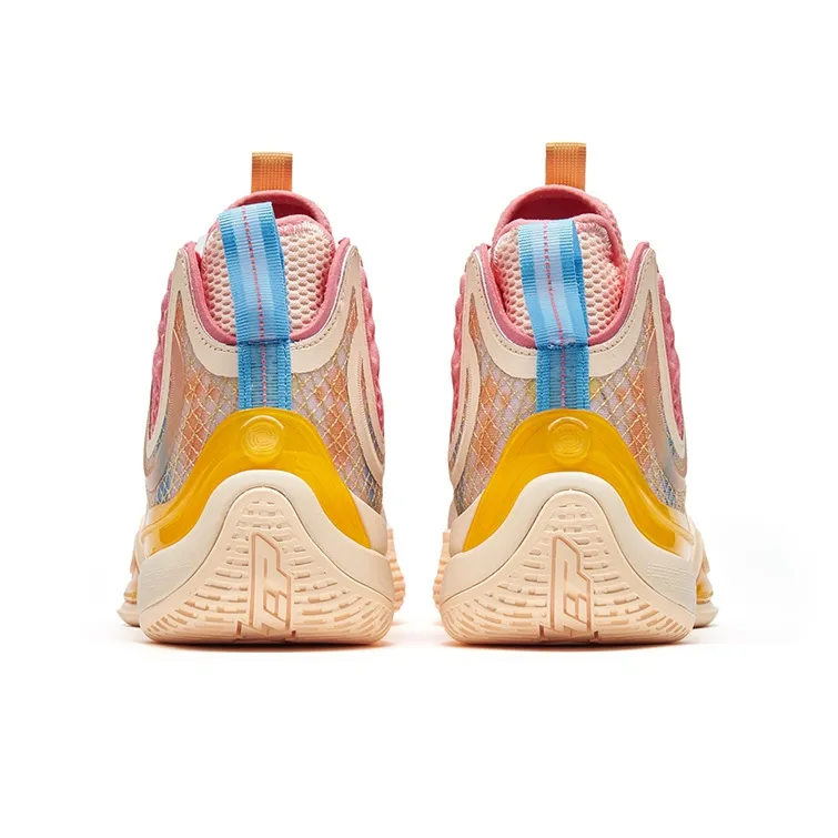 XTEP Royal Wind Generation Cushioning Anti-Slip And Wear-Resistant High-Top Basketball Shoes Men's Orange Pink-4