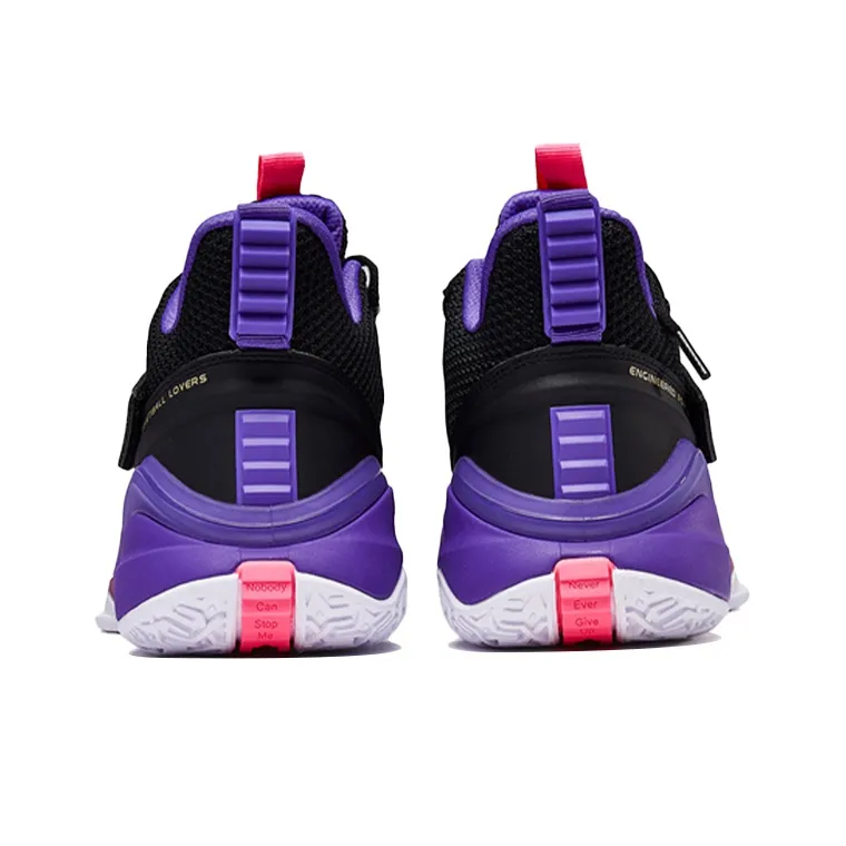 XTEP Durable Breathable Mid Top Basketball Shoes Men's Black Purple-2