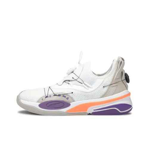 PUMA Double Disc Basketball Shoes Men Low-Top White/Purple/Orange/Gray