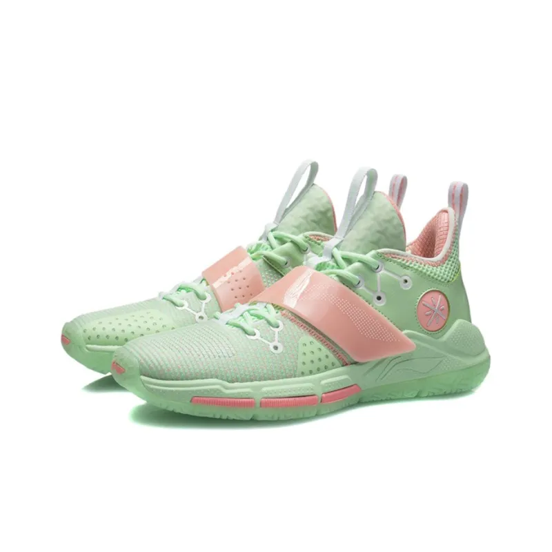 LiNing Wade Block Cushioning Anti Slip And Wear Resistant Rebound Low Top Basketball Shoes Neon Pink Green-2