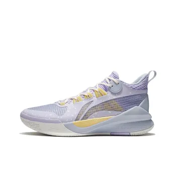 LiNing Sonic 10 Team Cushioning Anti Slip And Wear Resistant Coverage Support Mid Top Basketball Shoes Purple Yellow