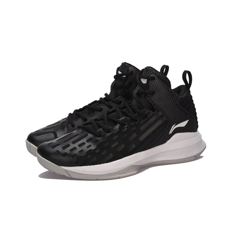 LINING Killer Whale III Basketball Shoes Men High Top Black/White-2