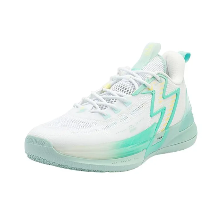 361° Big3 4.0 SWITCH Ice Cream Anti Slip Wear Resistant Low Top Performance Basketball Shoes Men's White Cyan-2
