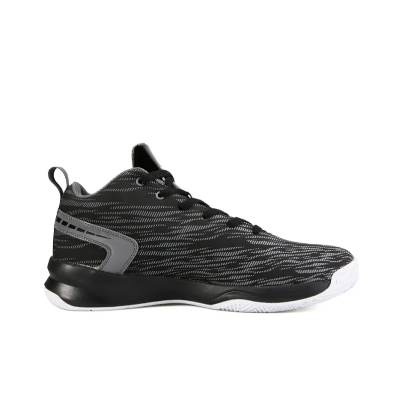 PEAK Glow In The Dark Cushioning Anti Slip And Wear Resistant Mid Top Performance Basketball Shoes Men's Black Gray-1