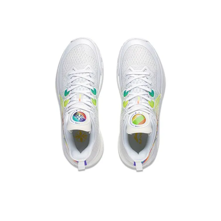 LiNing Liren 3 V2 Rainbow Durable Breathable Low-Top Basketball Shoes Unisex Fluorescent White Yellow-2