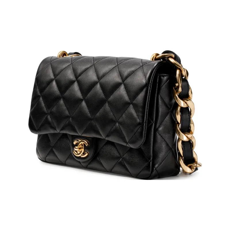 CHANEL Sheepskin Flap Bag Handbag, Shoulder Bag, Crossbody Bag Tubas Women's Black-1