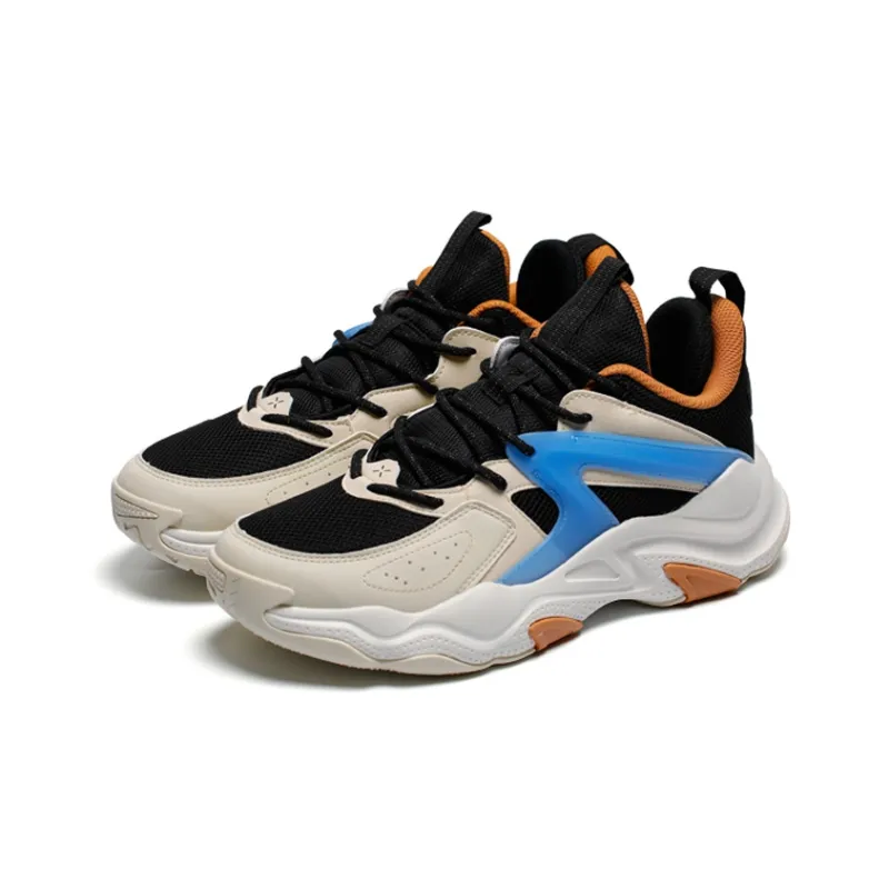 XTEP Breathable Low Top Performance Basketball Shoes Men's Black White Blue-1