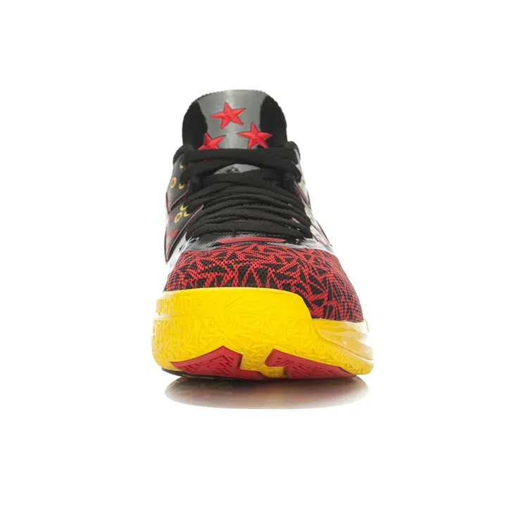 LINING WOW 4 Basketball Shoes Unisex Mid Top Red/Black/Yellow-3