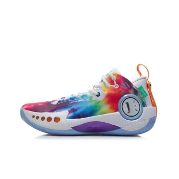 LiNing Shadow 3 Cushioning Anti Slip And Wear Resistant Low Top Basketball Shoes Men's White Rainbow