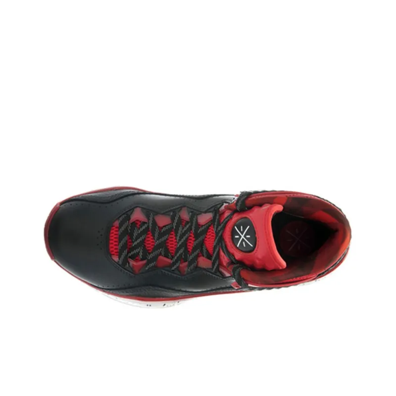 LiNing WOW 3 Mid Top Basketball Shoes Men's Black Red White-2