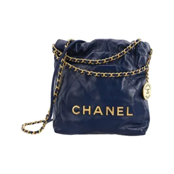 CHANEL 22Bag Shiny Calfskin Bucket Bags Shoulder Bag Crossbody Bag Mini Women's Electric Blue