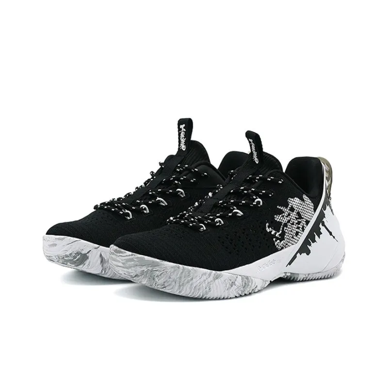 Anta Abrasion Resistant Low Top Performance Basketball Shoes Men's Black White-2