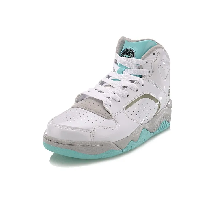 LINING Retro 90 II Basketball Shoes Women's High-Top White/Blue-1