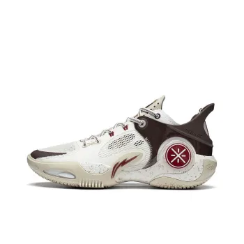 LiNing Wade Fission 8 Coffee Cushioning Anti Slip And Wear Resistant Low Top Basketball Shoes Men's White Brown Red