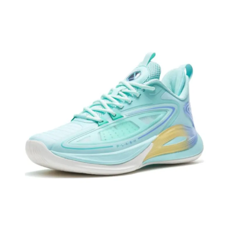 XTEP Light Feathers 3rd Generation V3 Basketball Shoes Men Low Top Blue/Purple/Orange-1