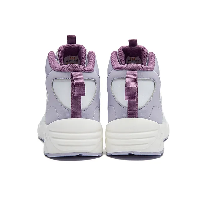 361° QU!KFOAM Game Ready Trendy Outfit Slip Resistant Shock Absorbers High Top Basketball Shoes Women's White Purple-2