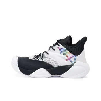 Anta Anti Slip Wear Resistant Mid Top Performance Basketball Shoes Men's Black White Gray