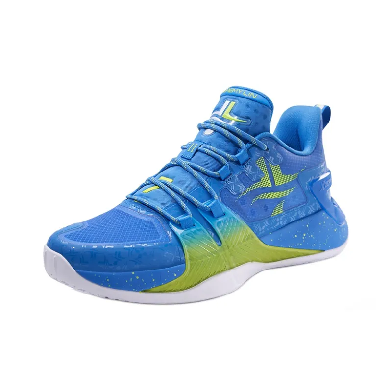 XTEP Jeremy Lin 2 Cushioning, Slip Resistant, Abrasion Resistant, Coverage, Support Low Top Basketball Shoes Men's Blue-1