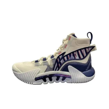 LiNing Badfive 2 Cushioning Anti Slip And Wear Resistant High Top Basketball Shoes Men's White Blue