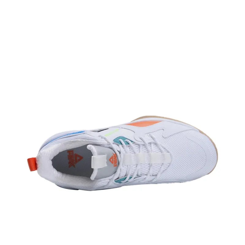 PEAK Cushioning Anti Slip And Wear Resistant Lightweight Rebound Low Top Performance Basketball Shoes Men's White Blue-2
