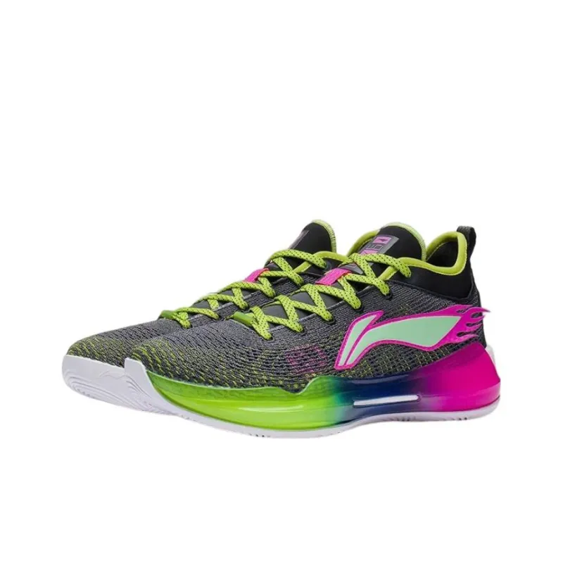 LINING YuShuai 13 Boom Basketball Shoes Men Low Top Ebony Black/Lime Green-2