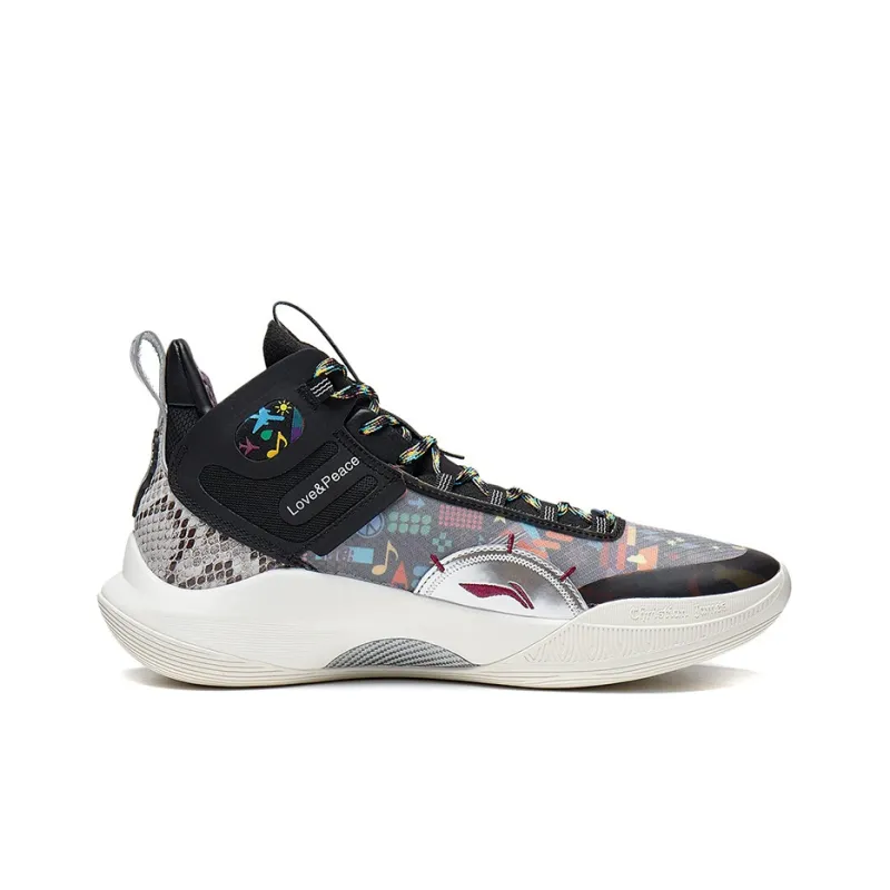 LiNing CJ-1 CJ 1 Anti-Slip And Wear-Resistant Lightweight Mid-Top Basketball Shoes Black White-1