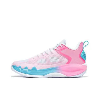 XTEP Cushioned Slip Resistant Abrasion Resistant Low Top Basketball Shoes Men's White Pink Blue