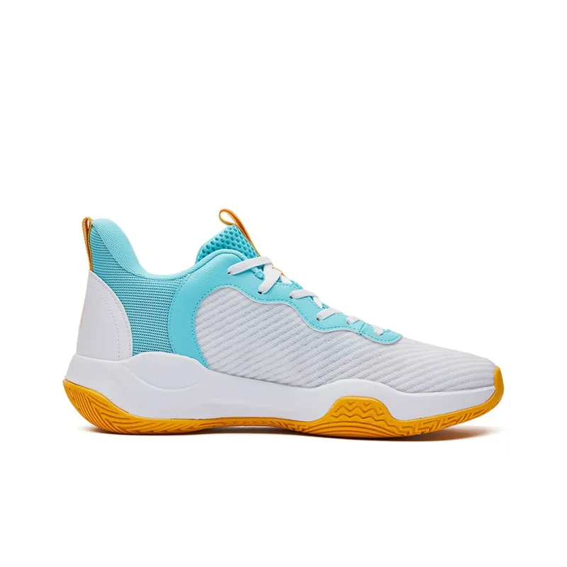 361° Abrasion Resistant Slip Resistant Low Top Performance Basketball Shoes Men's White Blue Orange-1
