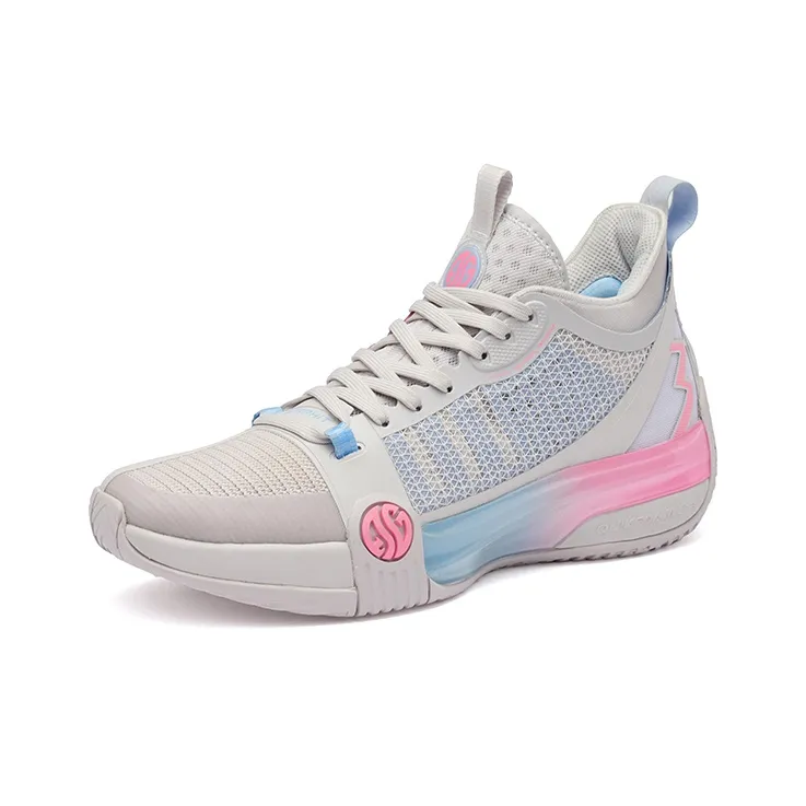 361° Chan 3 MOD Wear Resistant Slip Resistant Mid Top Performance Basketball Shoes Men's Gray Pink-2