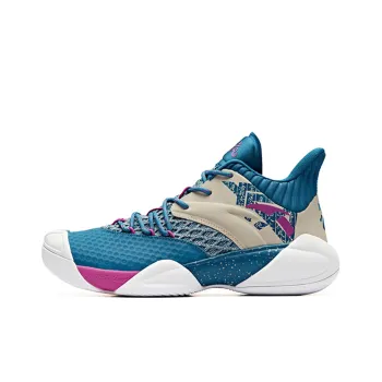 Anta Cushioning Anti-Slip And Wear-Resistant Mid-Top Basketball Shoes Men's Blue Gray