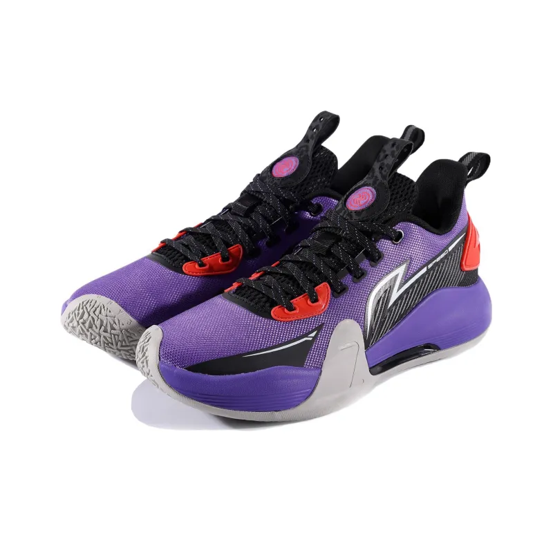 LiNing Speed 7 Slip Resistant Cushioning Abrasion Resistant Low Top Basketball Shoes Men's Purple Black-2