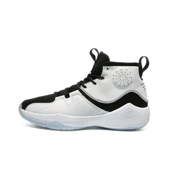 PEAK Shock Absorbers With Slip Resistant And Abrasion Resistant Properties High Top Basketball Shoes Black White