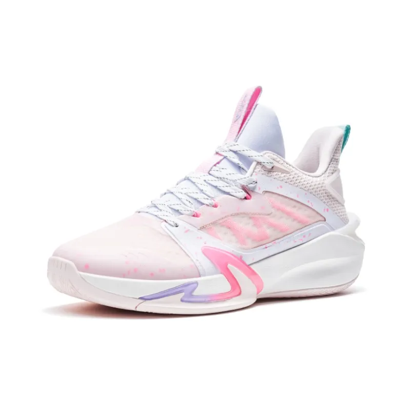 XTEP Light Feather 2 V2 Cushioned Slip-Resistant Low-Top Basketball Shoes Men's Pink White-1