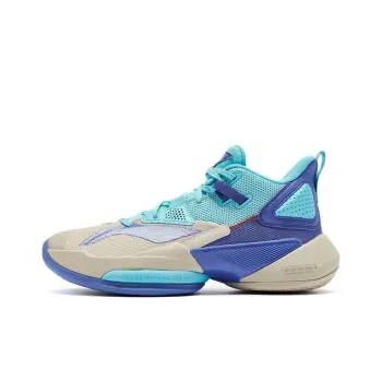 LiNing Power 8 Wear Resistant Slip Resistant Mid Top Performance Basketball Shoes Men's Light Blue