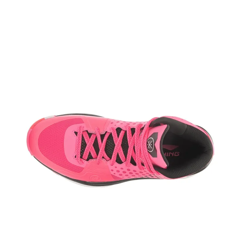 LINING Basketball Shoes Unisex Mid Top Pink/Black-2