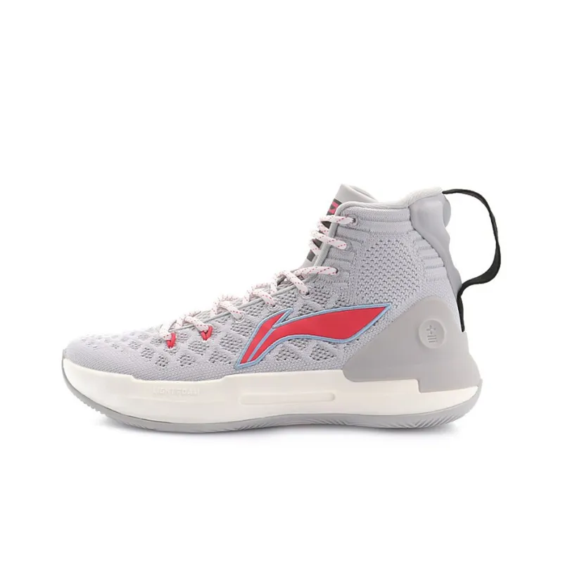 LiNing YuShuai 13 Cushioning, Slip Resistant, And Abrasion Resistant High Top Basketball Shoes Unisex Gray White-0