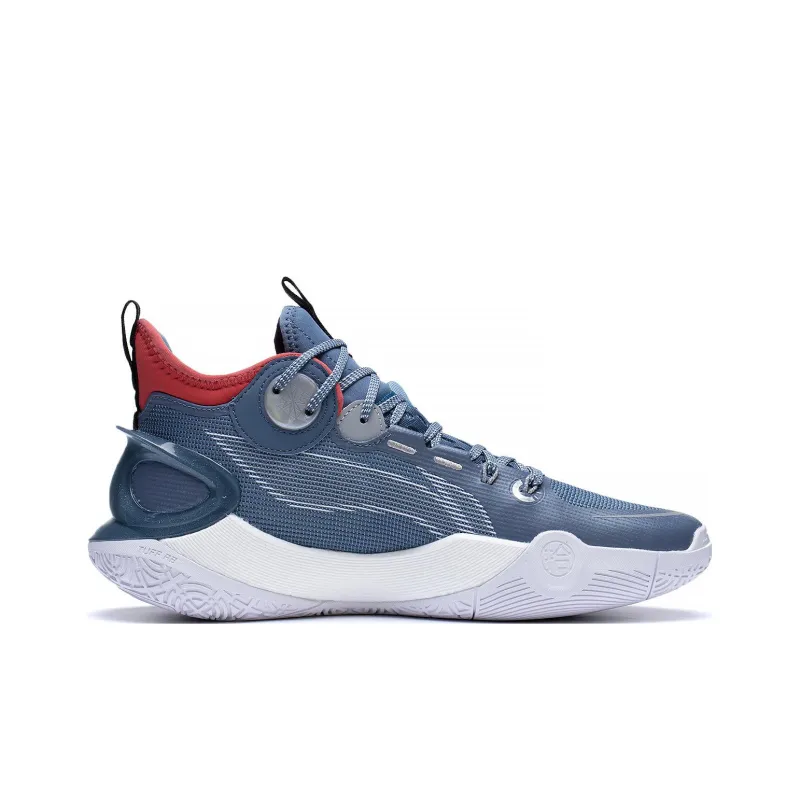 LiNing SONIC 10 Ultra Abrasion Resistant Breathable Mid Top Basketball Shoes Men's Blue White Red-1