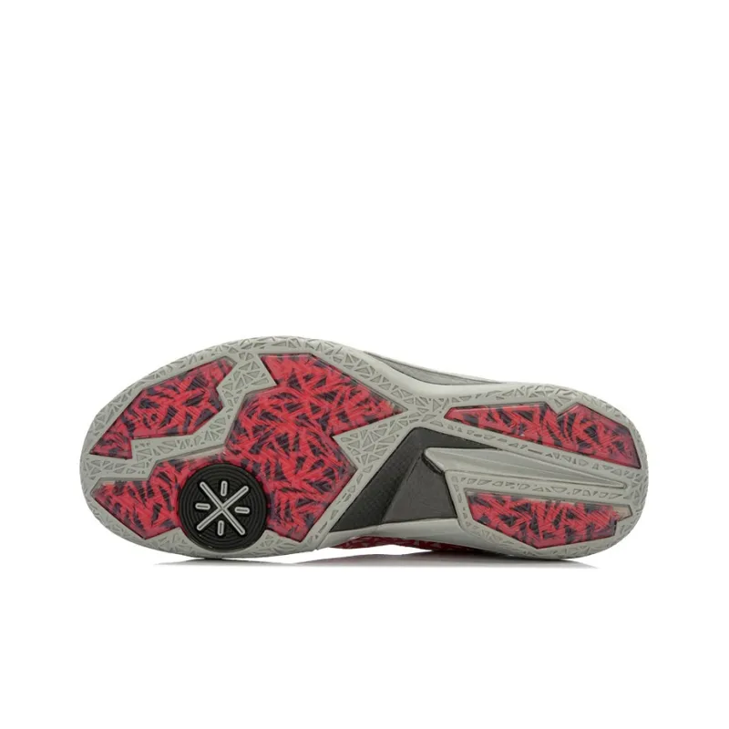 LINING WOW 4 Basketball Shoes Unisex Mid Top Red/Gray-4