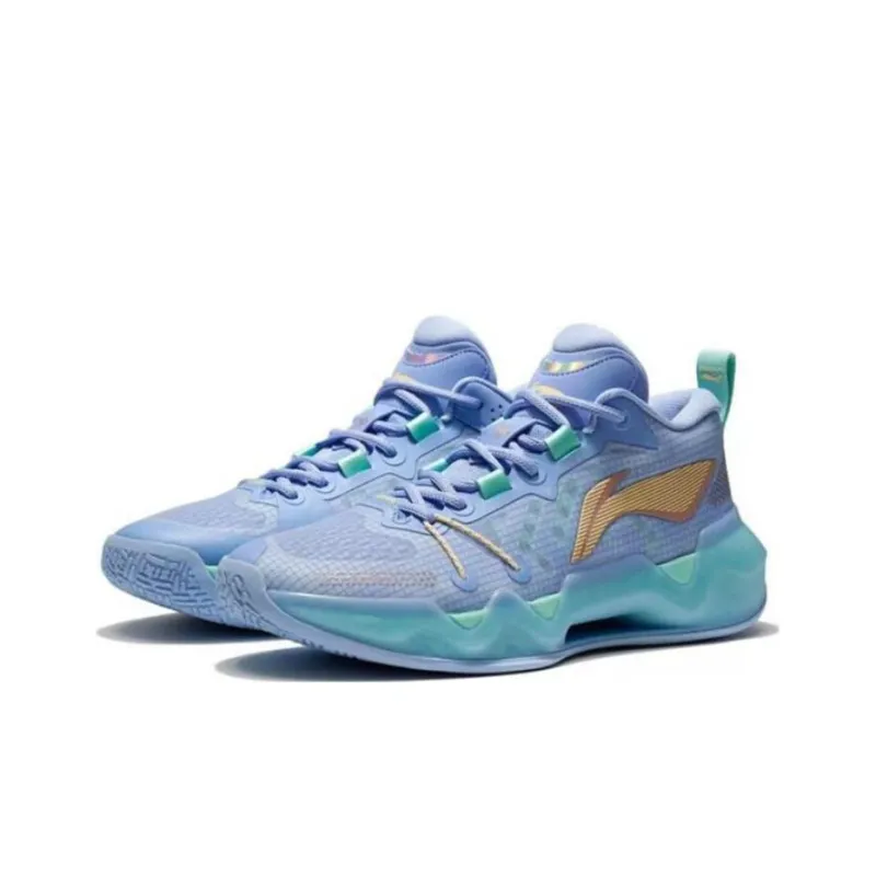 LINING Liren 2 Low Basketball Shoes Men Low Top Snow Purple Blue/Ice Green-2