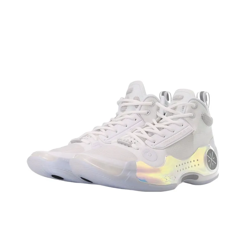 LiNing Way Of Wade 10 Cushioning Anti Slip And Wear Resistant Coverage Support Mid Top Basketball Shoes Standard White-2