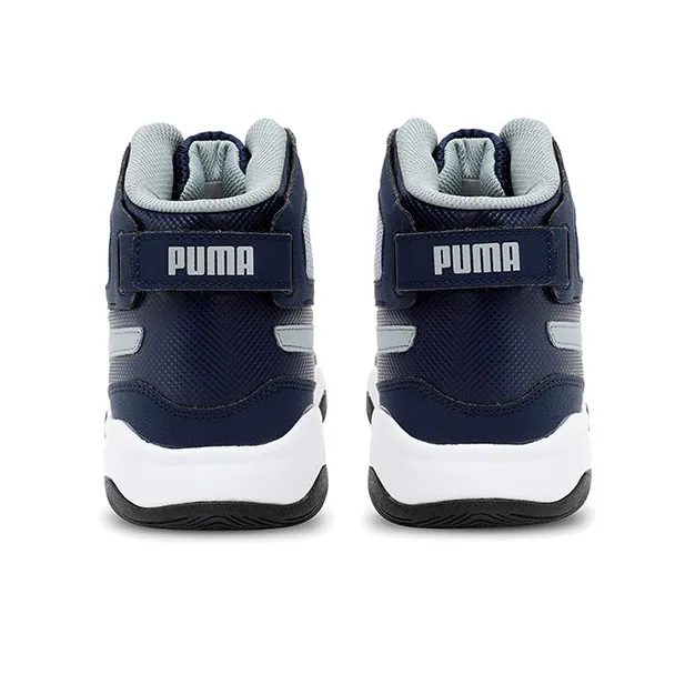 PUMA REBOUND Bbx Mesh Idp Cushioning Anti-Slip And Wear-Resistant High-Top Basketball Shoes Men's Blue Gray White-3
