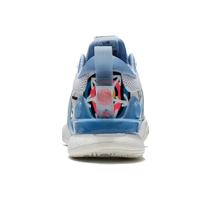 LINING Speed 8 Basketball Shoes Men Low Top White Blue-5