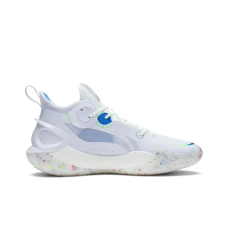 LiNing SONIC 10 Cushioning Anti Slip And Wear Resistant Coverage Support Mid Top Basketball Shoes Men's White-1