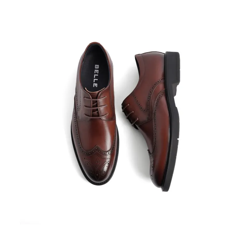 BELLE Dress Shoes Men Low Top Black/Brown-4