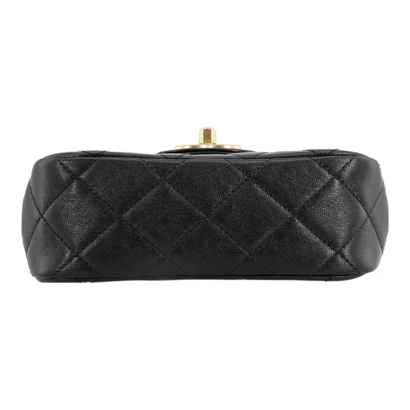 CHANEL Sheepskin Chain Bag, Shoulder Bag, Crossbody Bag Trumpets Women's Black-3