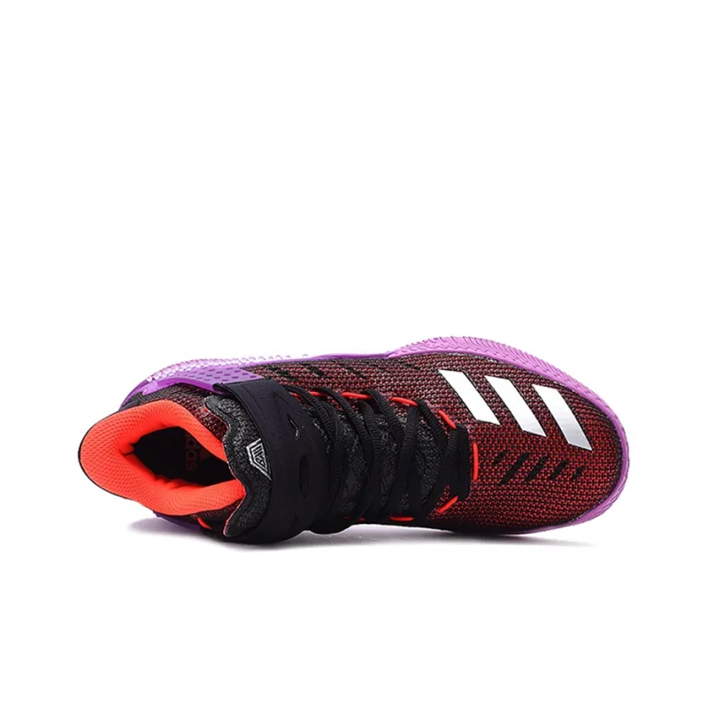 Adidas Ball 365 Hard Court Anti-Slip Wear-Resistant Mid-Top Performance Basketball Shoes Men's Red Purple-3