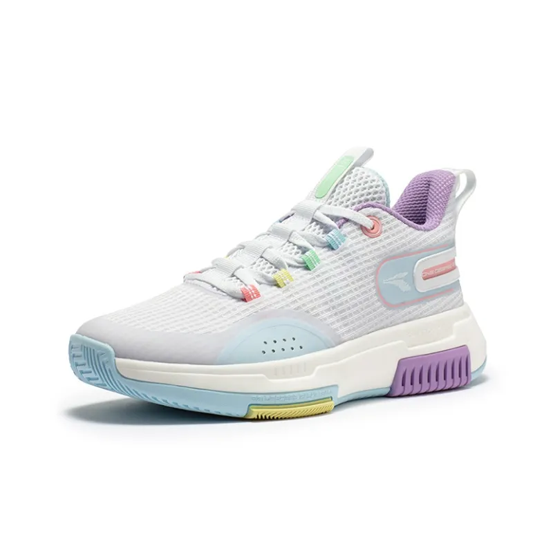 361° Tackle Q-BOOM Technology Low-Top Performance Basketball Shoes Men's White Blue Purple-1